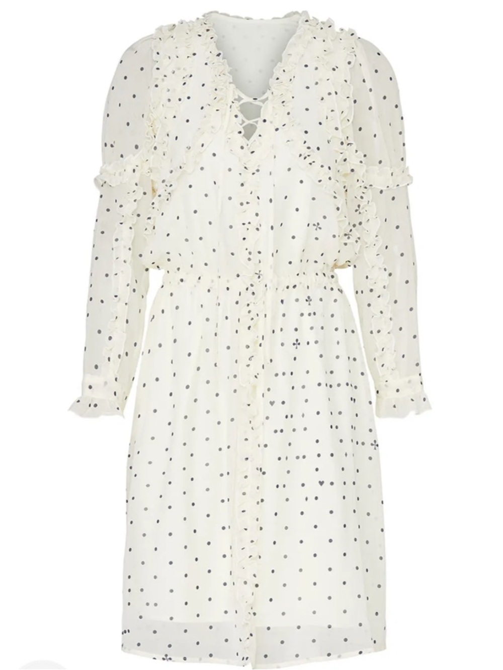 Koché Collective Polka Dot Ruffle Lace-Up Dress Size 36 Sheer Romantic - Picture 11 of 11
